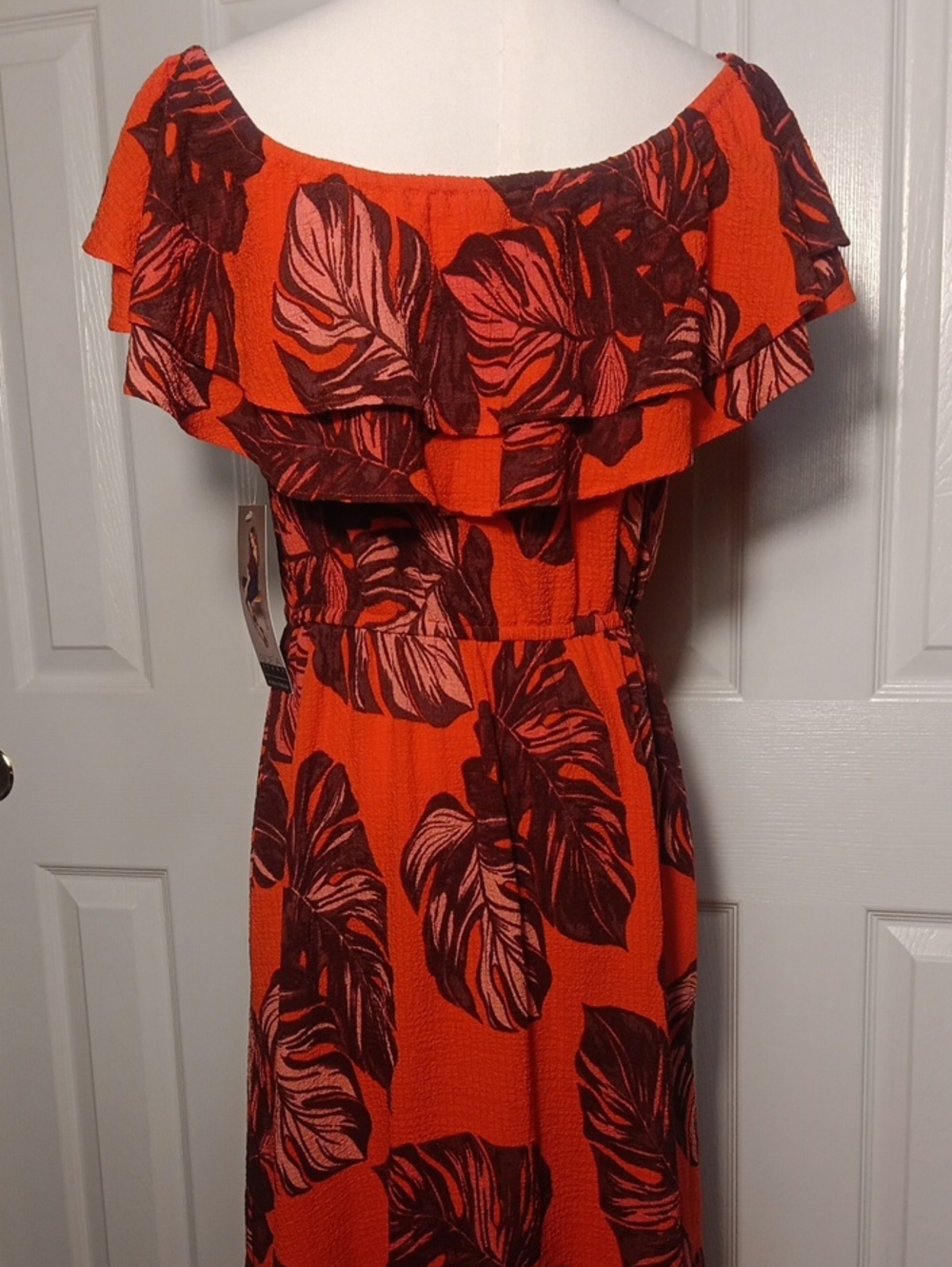 NWT! Sofia Jeans by Sofia Vergara Ruffle Convertible Maxi Dress Tropical Leaf - Picture 5 of 14